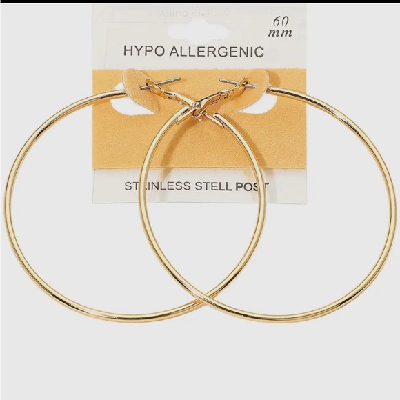 Jewelry - Gold 60mm hypoallergenic hoop earrings